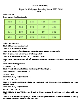Bộ đề thi Violympic Toán lớp 3 (Có đáp án) - Vòng 1 đến 19 - Năm học 2015-2016